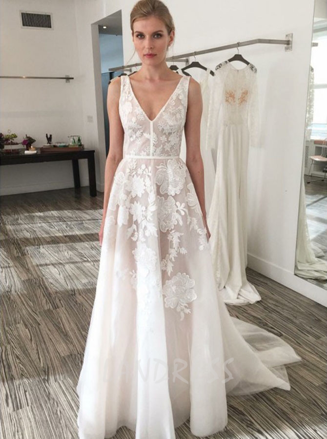 Ivory Wedding Dresses,Lace Bridal Dress,A-line Wedding Dress - Landress ...