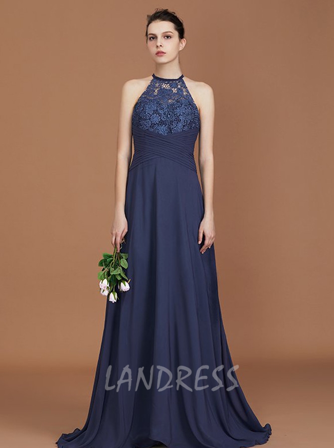 Dark Navy Bridesmaid Dresses,Long Bridesmaid Dress with Sash,11331