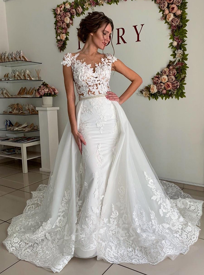 2 in 1 Stylish Wedding Dress,Form-fitting Bridal Dress,12267