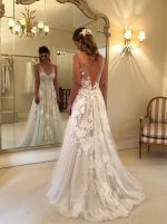 A-line Wedding Dress Elegant,Illusion Wedding Dress,12025