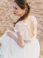 Boho Wedding Dress,Open Back Wedding Dress,Floor Length Tulle Wedding Dress,12021