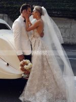 Sexy A-line Bridal Gown with Halter Neckline,12306