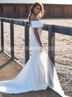Satin Off the Shoulder Wedding Dresses,Modest Wedding Dress,12020