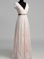 Vintage Lace Wedding Dress with Short Sleeves,V-neck Wedding Dress,12024