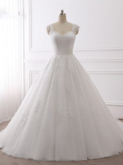 A-line Elegant Wedding Dresses,Classic Bridal Dress with Train,11724