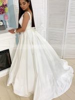 A-line Satin Wedding Dress,Simple Bridal Gown,12213