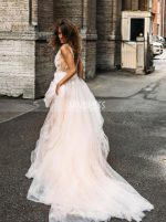 A-line See Through Wedding Dress,Tulle Wedding Dress,12153