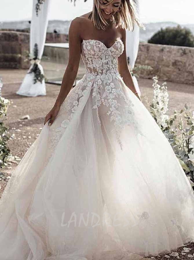 A-line Sweetheart Neck Wedding Dress,Stunning Bridal Dress for Wedding Photo Shoot,12142