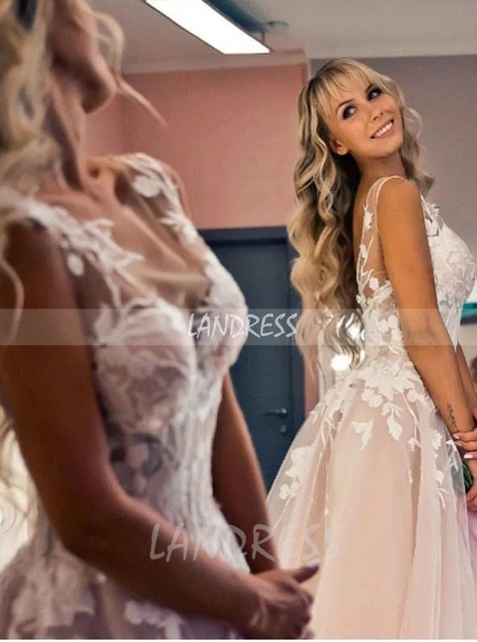 A-line Tulle Wedding Dress,Destination Wedding Dress,12147