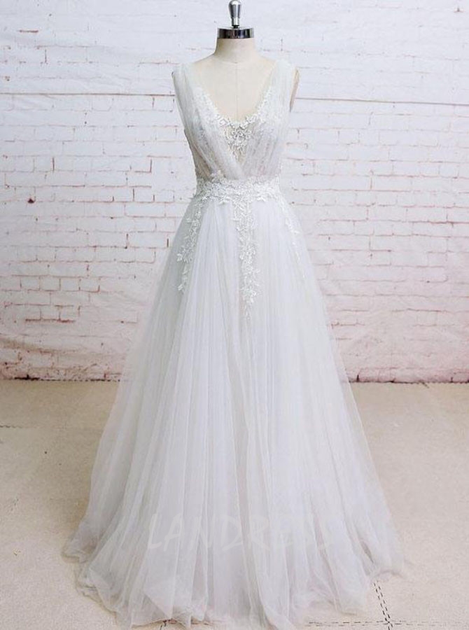 A-line Tulle Wedding Dresses,Modern Wedding Dress,11292