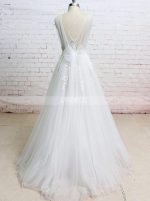 A-line Tulle Wedding Dresses,Modern Wedding Dress,11292