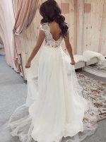 A-line V-neck Wedding Dress,Simple Garden Bridal Dress,12216