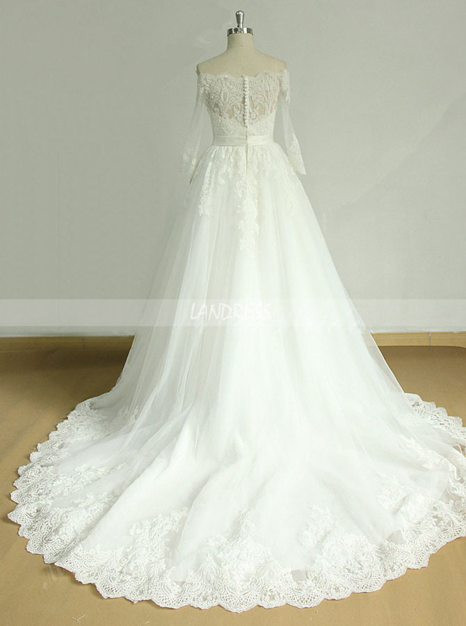 Long Sleeves Sheath Wedding Dress,Crepe Wedding Dress - Landress.co.uk