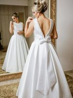 A-line Wedding Dresses with Beaded Top,Floor Length Outdoor Wedding Dress,11641