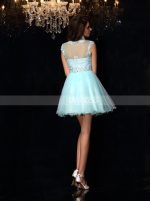 Aqua Sweet 16 Dresses,Short Illusion Homecoming Dress,11458