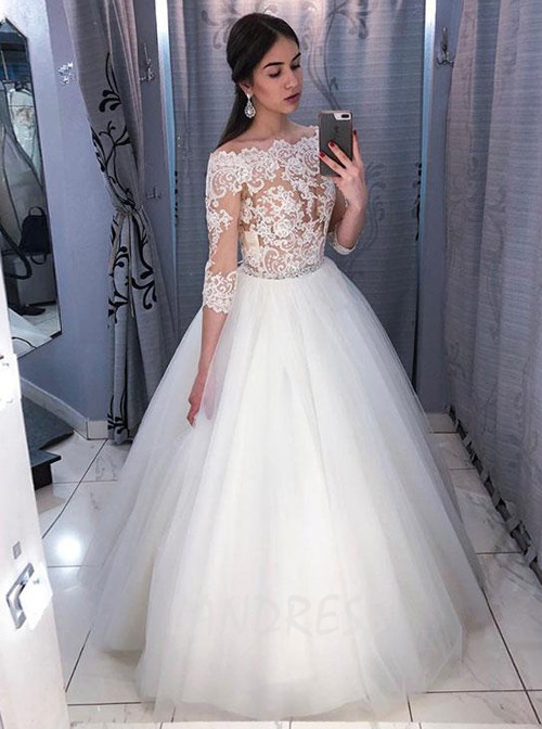 Ball Gown Wedding Dress with Sleeves,Off the Shoulder Wedding Gown ...