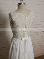 Beach Wedding Dresses with Cap Sleeves,Elegant Chiffon Wedding Dress,11622