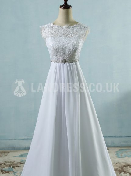 Beach Wedding Dress with Chiffon Skirt,Romantic Bridal Dress,Casual Wedding Dress,11155