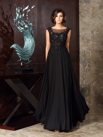 Black Formal Mother of the Bride Dresses,Chiffon Evening Dress,11745