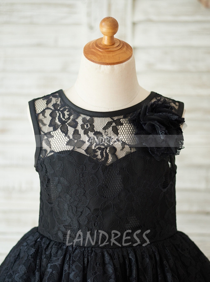 Black Girl Party Dresses,Lace Flower Girl Dress,11839