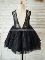 Black Girl Party Dresses,Lace Flower Girl Dress,11839