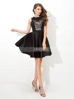 Black Homecoming Dress with Pockets,Satin Cocktail Dress,Short Prom Dress,11466