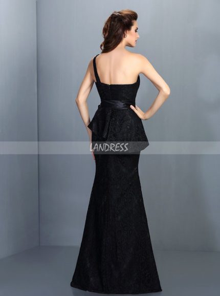 Black Lace Bridesmaid Dresses with Sash,Mermaid Bridesmaid Dress,11376