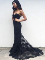 Black Lace Prom Dresses,Sweetheart Prom Dress,Mermaid Evening Dress,11194