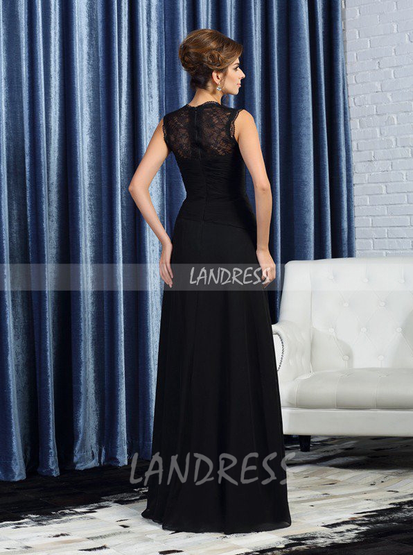 Black Mother of the Bride Dresses,Long Chiffon Mother Dress,11758