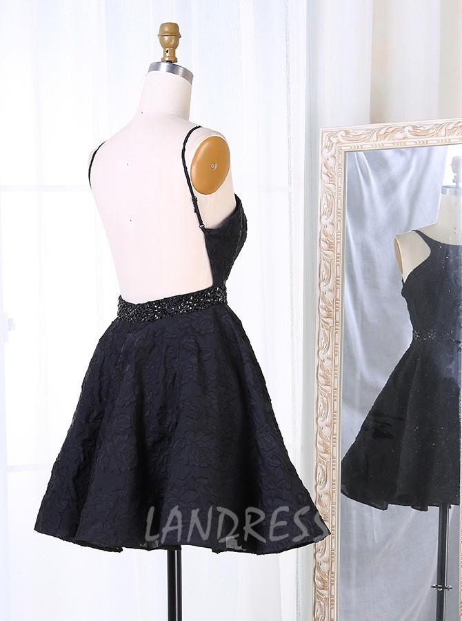 Black Open Back Cocktail Dresses,Sexy Homecoming Dress,11549