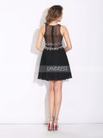 Black Short Homecoming Dresses,Illusion Beaded Cocktail Dress,11496