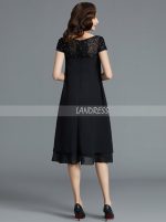 Black Summer Mother of the bride Dresses,Short Mother Dress with Sleeves,11766