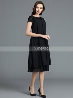 Black Summer Mother of the bride Dresses,Short Mother Dress with Sleeves,11766