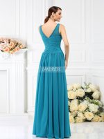 Blue Bridesmaid Dresses with Illusion Neck,Long Bridesmaid Dress,11383