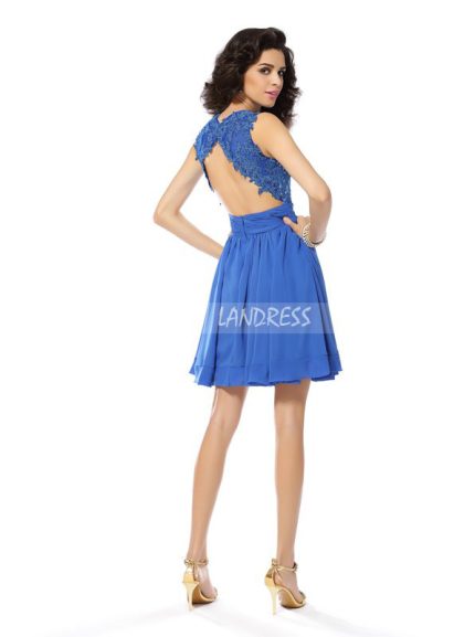 Blue Cocktail Dresses,Cutout Back Homecoming Dress,11439