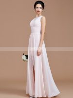 Blush Pink Bridesmaid Dresses,Bridesmaid Dress with Slit,Beach Bridesmaid Dress,11358