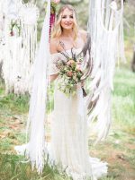 Bohemian Lace Wedding Dress,Off the Shoulder Bridal Dress for Outdoor Wedding,12225