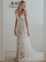 Boho Wedding Dresses,Lace Destination Wedding Dress,12060