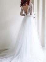 Boho Wedding Dress with Sleeves,Long Tulle Bridal Dress,White Wedding Dresses,11169