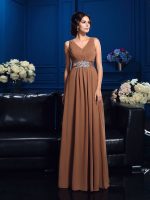 Brown V-neck Mother of the Bride Dress with Shawl,Modest Mother Dress,11753