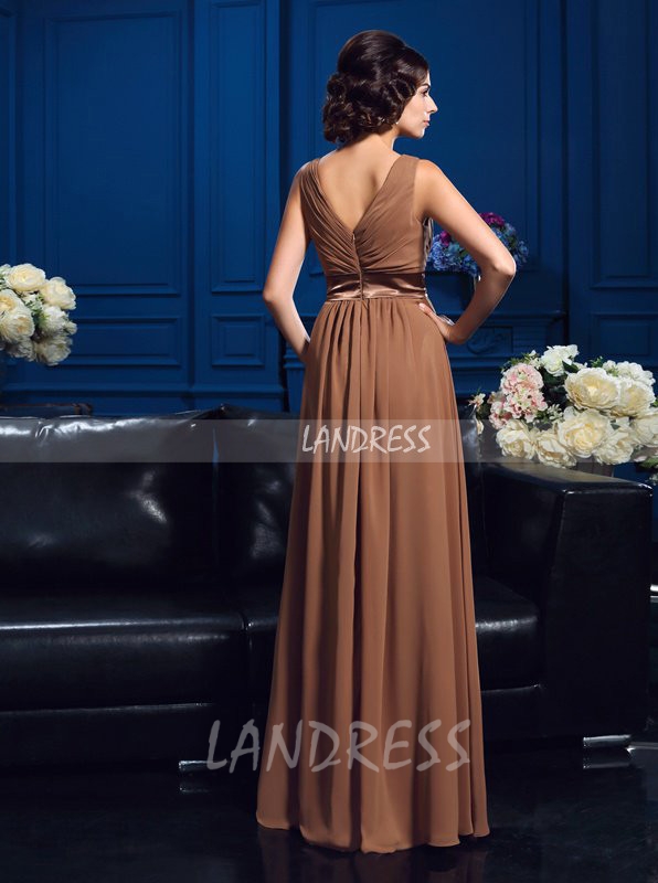 Brown V-neck Mother of the Bride Dress with Shawl,Modest Mother Dress,11753