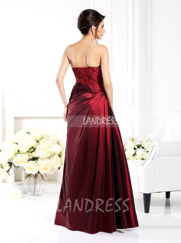 Burgundy Mother of the Bride Dress with Jacket,Taffeta Fall Mother Dress,11757