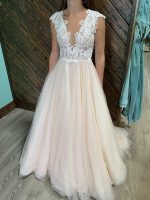 Champagne Aline Wedding Dress with Pockets,See Through Bridal Gown,12261