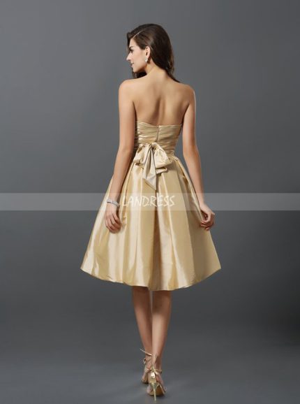 Champagne Bridesmaid Dresses with Pockets,Short Bridesmaid Dress,11379