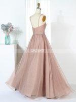 Champagne Bridesmaid Dresses with Straps,Tulle Long Bridesmaid Dress,11349