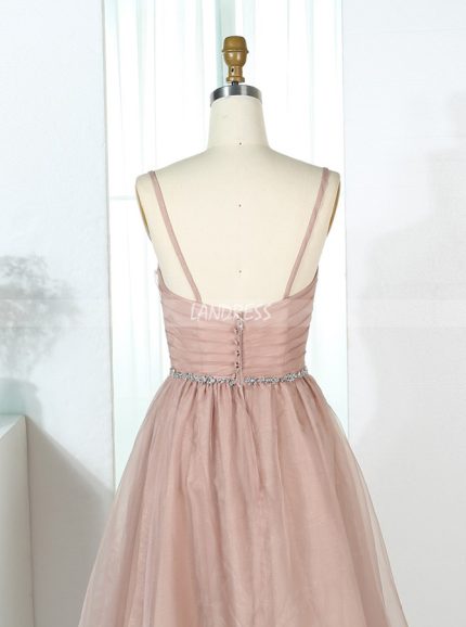 Champagne Bridesmaid Dresses with Straps,Tulle Long Bridesmaid Dress,11349