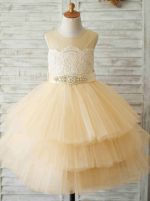 Champagne Flower Girl Dresses,Princess Birthday Party Dress,11848