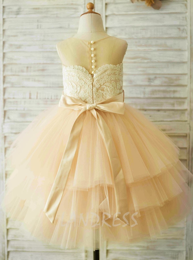 Champagne Flower Girl Dresses,Princess Birthday Party Dress,11848