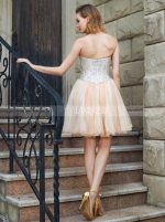 Champagne High Neck Homecoming Dresses,Sparkly Cocktail Dress,11526