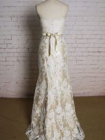 Champagne Lace Wedding Dresses,Strapless Fit and Flare Wedding Dress,11606